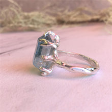 Raw Aqua Aura Quartz Crystal Ring