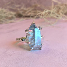 Raw Aqua Aura Quartz Crystal Ring