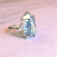 Raw Aqua Aura Quartz Crystal Ring