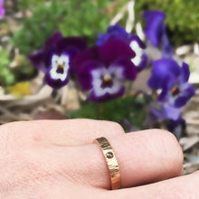 22k Red Gold Hammered Ring with Rose Cut Diamond