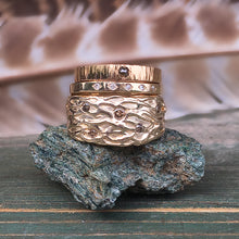 22k Red Gold Hammered Ring with Rose Cut Diamond