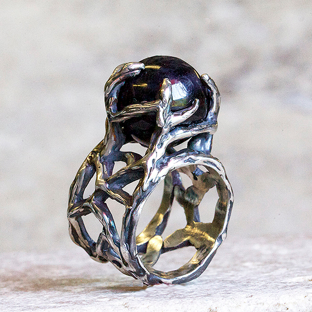 Black Star Sapphire Rustic Ring