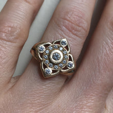 Mandala Flower Halo Diamond Engagement Ring