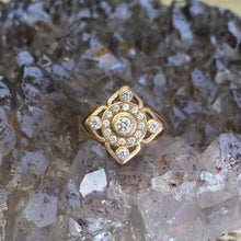 Mandala Flower Halo Diamond Engagement Ring