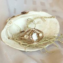 Herkimer Diamond  Engagement Ring with Citrine side accent stones, 14kt Yellow Gold, tri-band