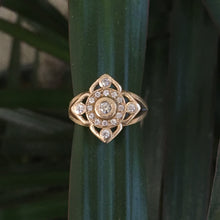 Mandala Flower Halo Diamond Engagement Ring