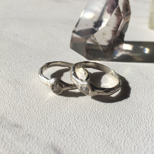 Raw Diamond Solitaire & reclaimed Sterling Silver