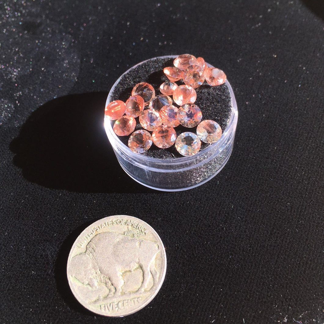 5mm Round Faceted Oregon Sunstone, American Mined Gemstones