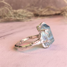Raw Aqua Aura Quartz Crystal Ring