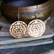 Aya Flower w/ Serpent Hammered Disc Dangle Earrings