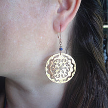 Aya Flower w/ Serpent Hammered Disc Dangle Earrings