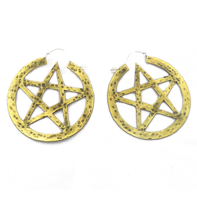 Pentagram Hoop Earring