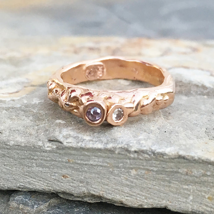 14kt Rose Gold Diamond Barnacle Ring Size 5.5