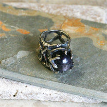 Black Star Sapphire Rustic Ring