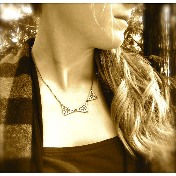 Hammered Brass Triangle Necklace