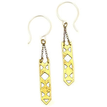 Rectangle Brass Dangle Earrings