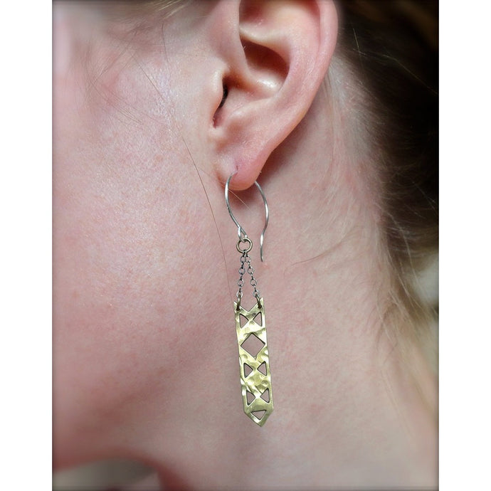 Rectangle Brass Dangle Earrings