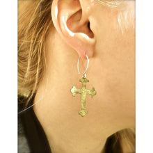 Brass Cross Earrings