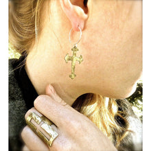 Brass Cross Earrings