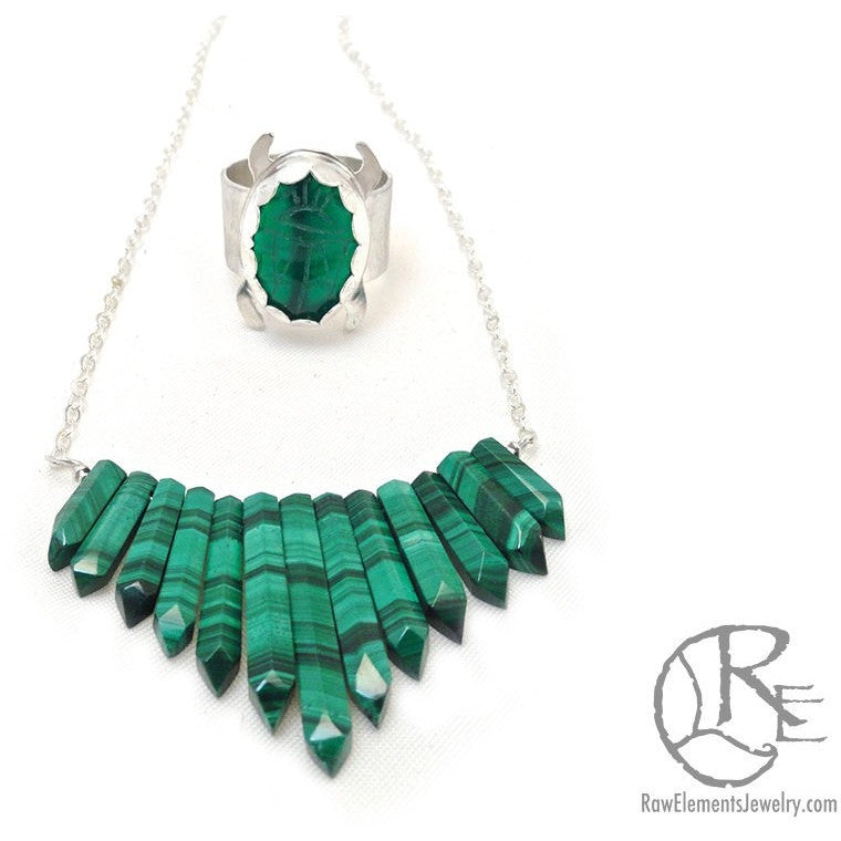 Raw malachite necklace store