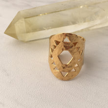 14k Gold Dipped Adjustable Sri Yantra Ring