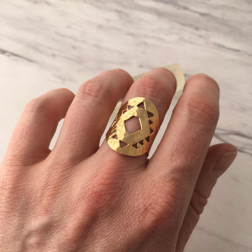 14k Solid Gold Lakshmi Yantra Ring - Etsy